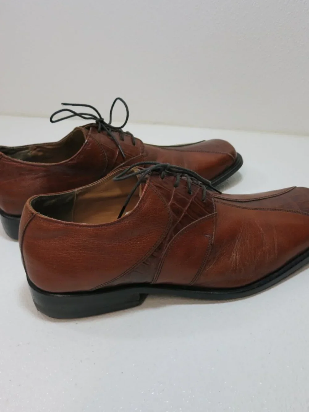Michele Olivieri Croco Leather Comfort Dress Men's Footwear Oxfords Shoes Sz 10